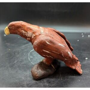 Vintage Handmade Folk Art Red Ceramic Pottery Bird On Branch 8"